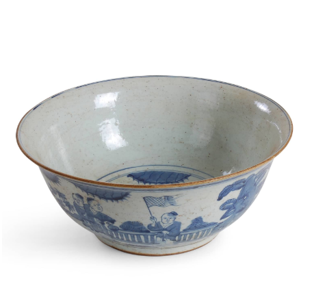 BLUE AND WHITE FIGURES BOWL