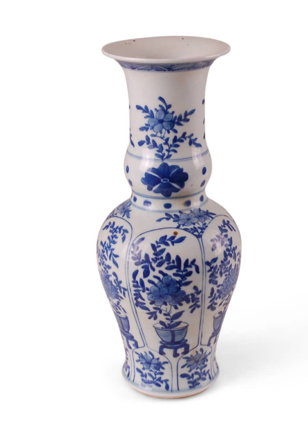 BLUE AND WHITE FLORAL VASE