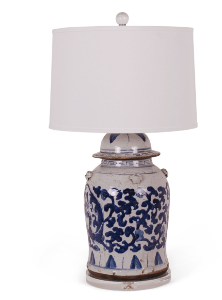 BLUE AND WHITE DRAGON GINGER JAR LAMP